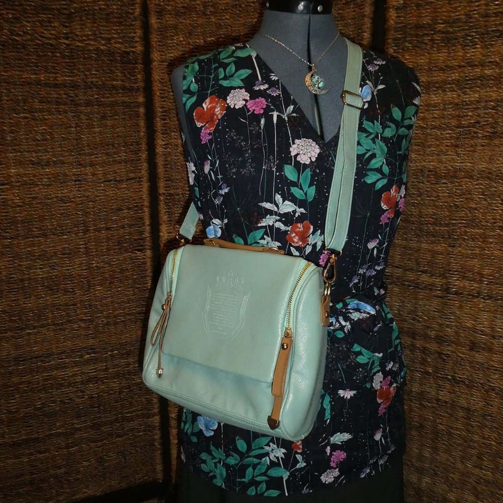 Cettu Italian Aqua Pebbled Leather Purse Handbag - Picture 7 of 7